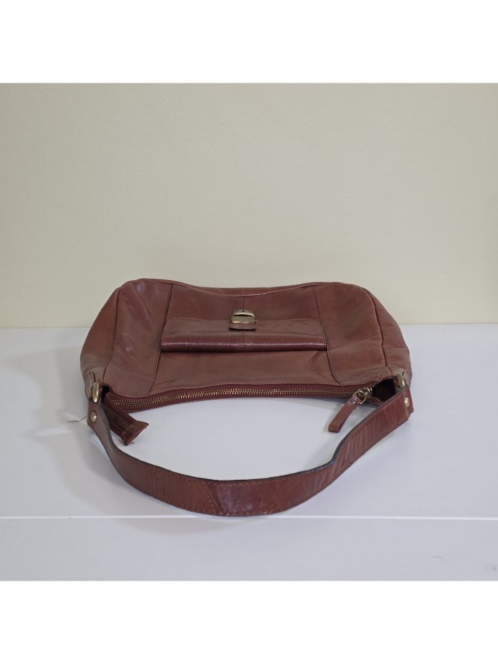 Browns Genuine Leather Hobo Shoulder Bag Cognac Brown Y2K Western Boho Pockets - Picture 11 of 16